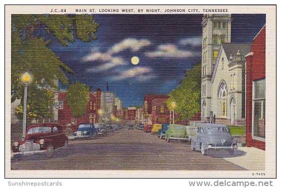 Main Saint Looking West By Night Johnson City Tennessee - Johnson City