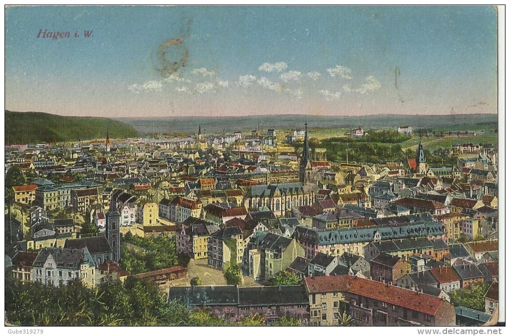 GERMANY 1928 – VINTAGE POSTCARD – HAGEN I.W – GENERAL VIEW  HALF SHINING ADDR TO FRANCE NOT FLOWN WRITTEN JAN 2,1928  RE - Hagen