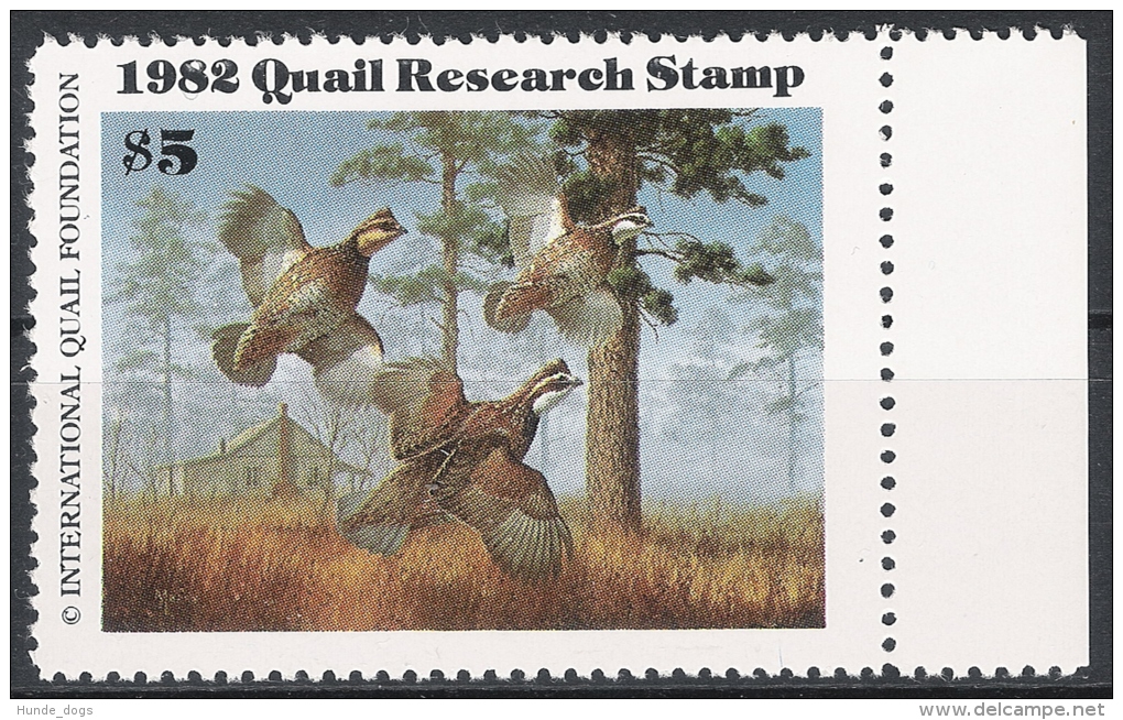 Quail Research Stamp 1982 ** MNH Vogel Birds - Duck Stamps