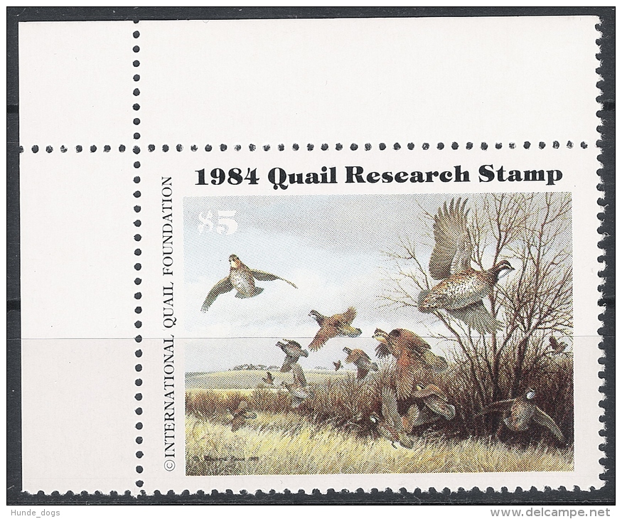 Quail Research Stamp 1984 ** MNH Vogel Birds - Duck Stamps