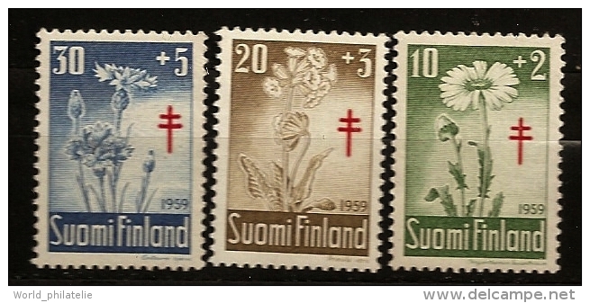 Finlande Finland 1959 N° 486 / 8 ** Santé, Médecine, Tuberculose, Marguerite, Fleurs, Primevères, Bleuets, Lorraine - Unused Stamps