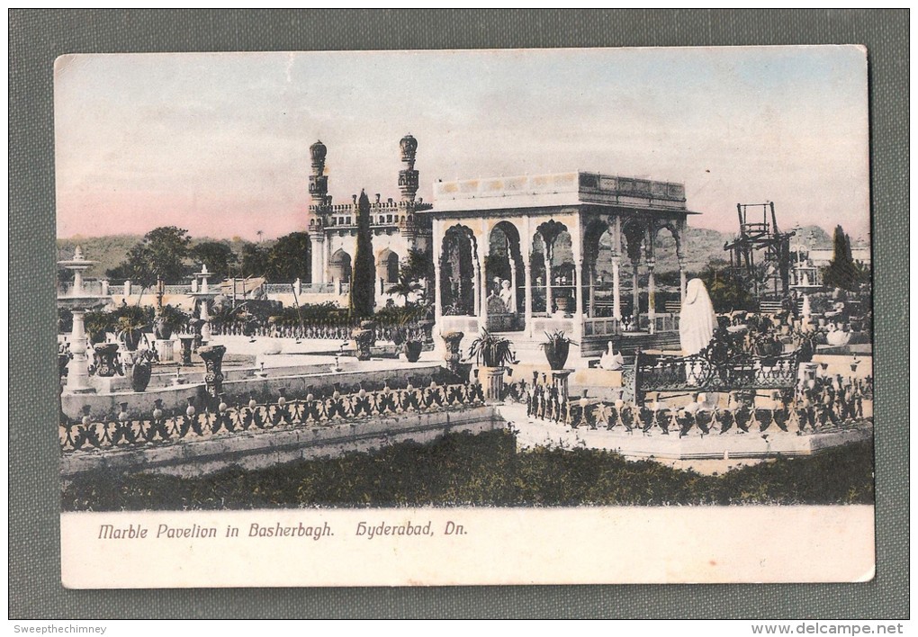 INDIE INDIA  MARBLE PAVELION IN BASHERBAGH HYDERABAD POSTCARD UNUSED - India