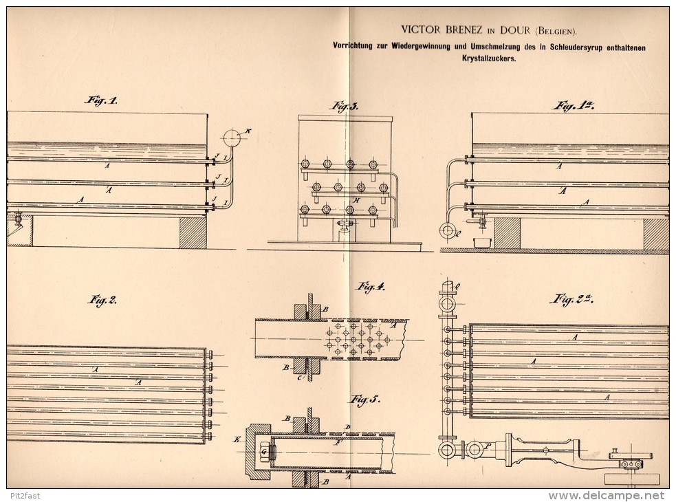 Original Patentschrift - V. Brenez In Dour / Mons , 1894 , Gewinnung Von Zucker Aus Schleudersirup , Sirup !!! - Machines