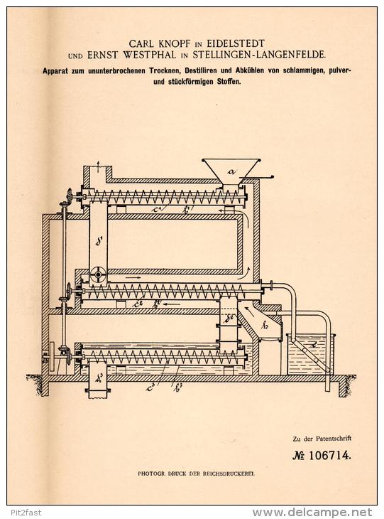 Original Patentschrift - C. Knopf In Eidelstedt Und Stellingen - Langenfelde , 1898 , Apparat Zum Destillieren , Hamburg - Maschinen