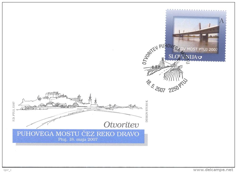 Slovenia Slowenien 2007 Cover; Trafic; Bridge Opening; Johann Puch (Janez Puh) - Personalized Stamp - Slovenia