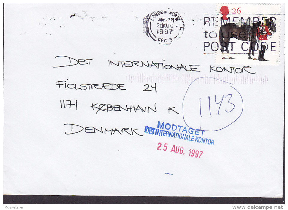 Great Britain LONDON ROAD 1997 Cover To Denmark Royal Horse Guards Stamp Pferd Cheval Military - Briefe U. Dokumente