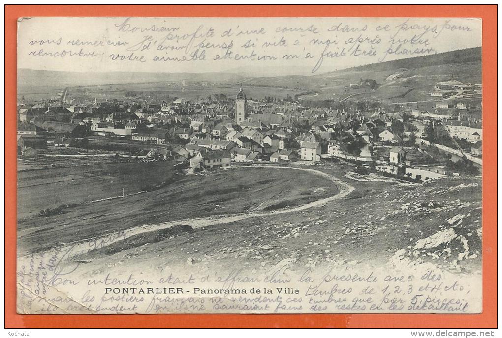 FEL845, Pontarlier, Panorama De La Ville, Pli, Précurseur, Circulée 1904 - Autres & Non Classés