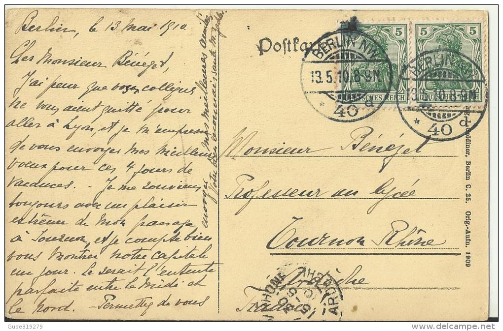 GERMANY  1910 – VINTAGE POSTCARD – BERLIN: GRUNEWALD : “DIANASEE” – NOT  SHINING - ADDR TO FRANCE W 2 STS OF 5 C POSTM B - Grunewald
