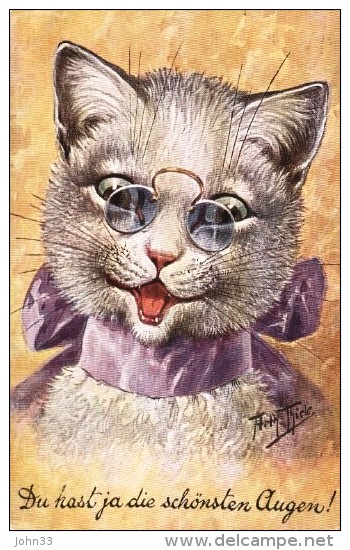 Arthur Thiele  -  Cat With Pinch-nez : "You Have The Most Beautiful Eyes" - Thiele, Arthur