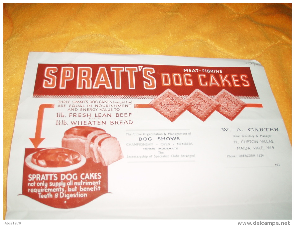 DOCUMENT FACTURE ANCIENNE VIERGE DATE ANNEE 30. / SPRATT'S DOG CAKES. - Royaume-Uni