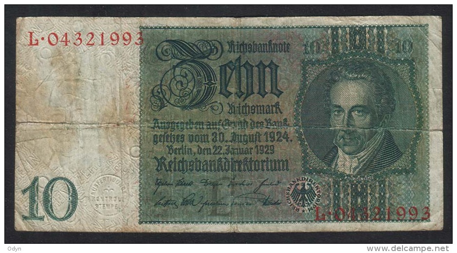 Germany; P-180a/1 And P-180a/2 (R-173a And R-173b); 10 Reichsmark From 1929; Set Of 3 Notes - See All Scans - 10 Mark