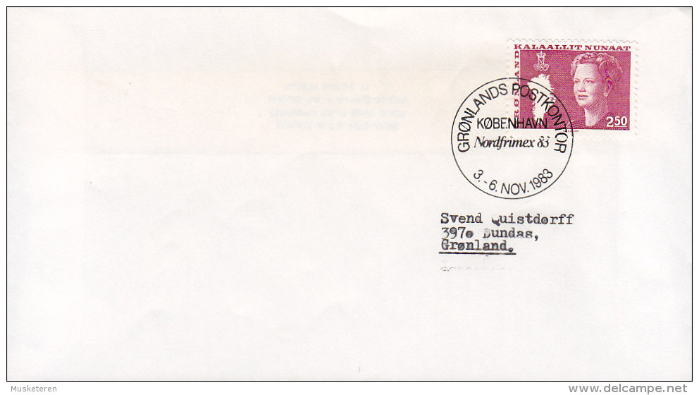 Greenland Sonderstempel Stamp Exhibition NORDFRIMEX ´83 KØBENHAVN 1983 Cover Brief Königin Margrethe Stamp (Cz. Slania) - Cartas & Documentos