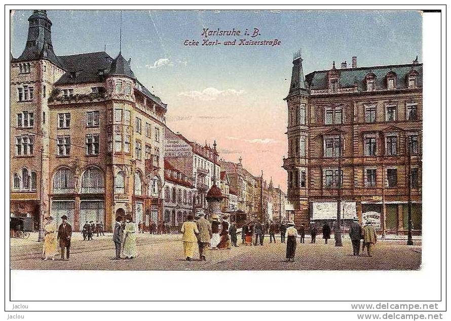 KARLSRUHE I.B. ECKE KARL UND KAISERSTRASSE,COULEUR REF 5936 - Karlsruhe