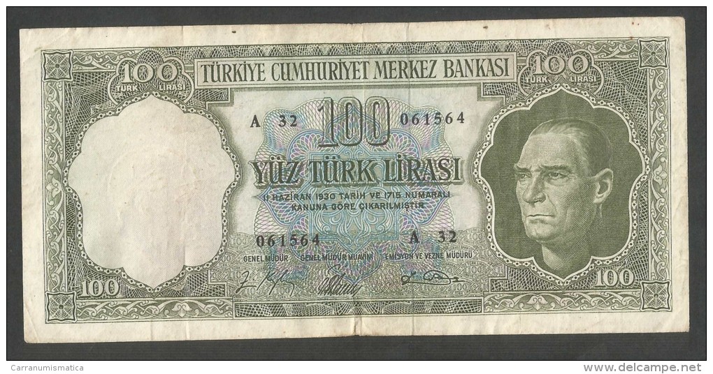 [NC] TURKEY / TURCHIA - 100 LIRA (1930) KEMAL - Turchia