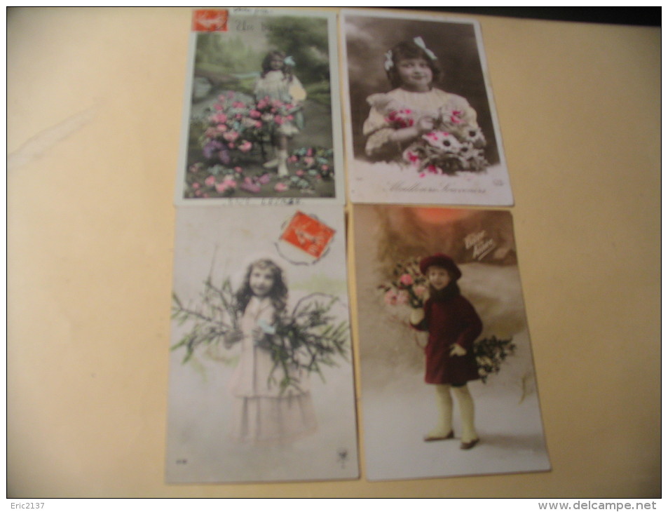 LOT DE 4 CARTES PETITE FILLE... - Verzamelingen & Reeksen