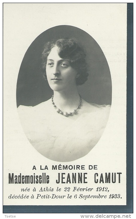 Mademoiselle Jeanne Camut , Née à Athis En 1912 Et Décédée à Petit-Dour En 1933 - Images Religieuses