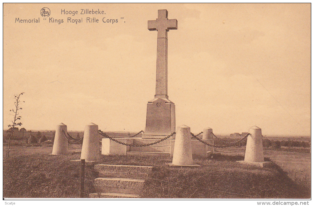 Hooge  Zillebeke   -    Memorial  "Kings Royal Rifle Corps". - Monumentos A Los Caídos