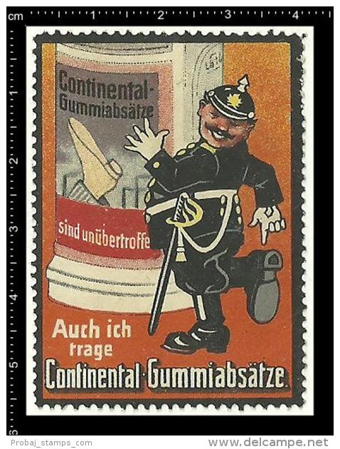 Old Original German Poster Stamp (cinderella, Label, Reklamemarke) Continental Polizist Policeman Shoes Boots Schuhe - Politie En Rijkswacht