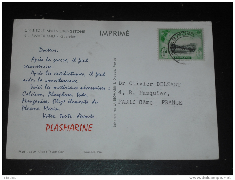 LETTRE SWAZILAND AVEC YT 56 - VALLEE EZULVINI - ELIZABETH II - CPM GUERRIER - - Swaziland (...-1967)