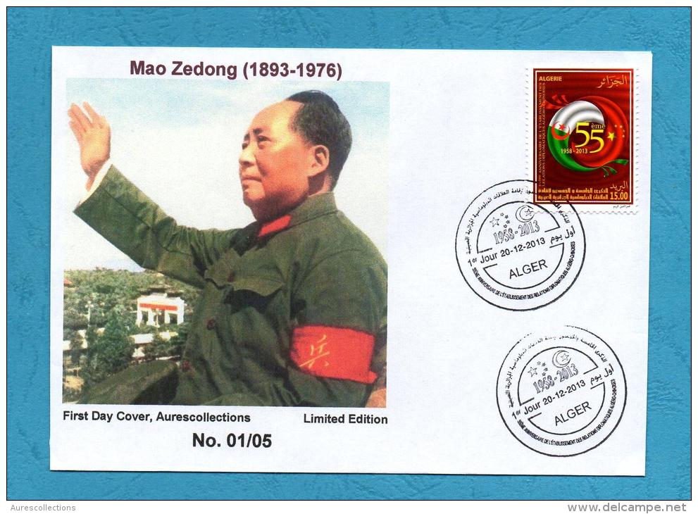 Algeria China, FDC Mao Zedong, Mao Tse-Tung, Mao Tse Tung, 55th Anniv. Diplomatic Relations Algerie Chine 2013 MNH ** - Mao Tse-Tung