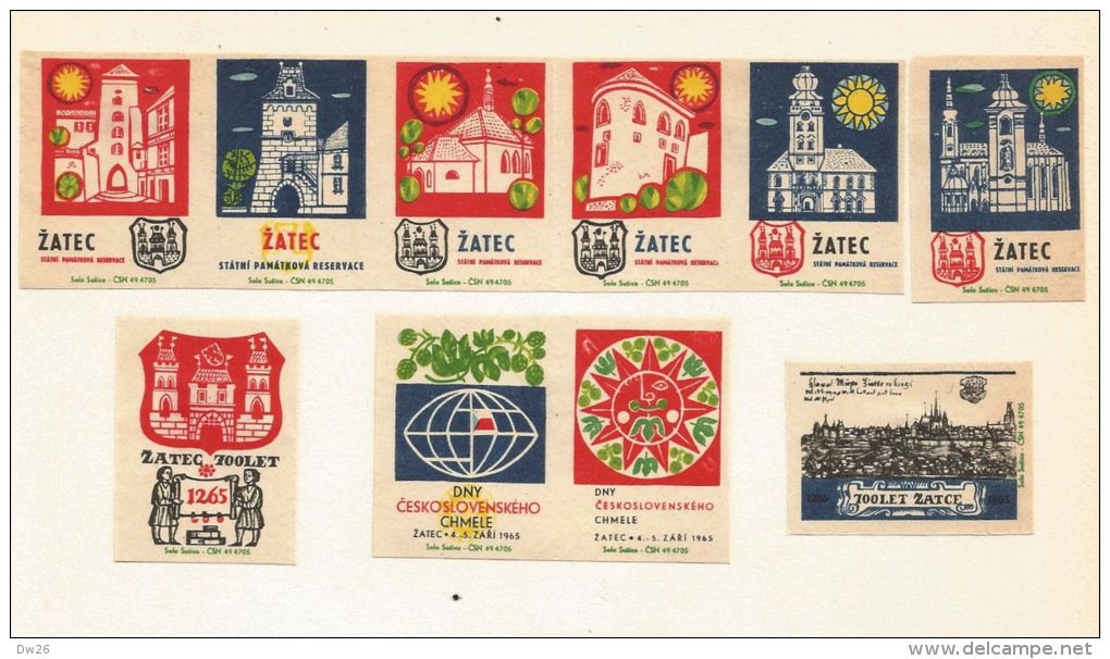 Tchécoslovaquie 10 étiquettes De Boites D'Allumettes - Zatec - Štítky Matchbox - Matchbox Labels