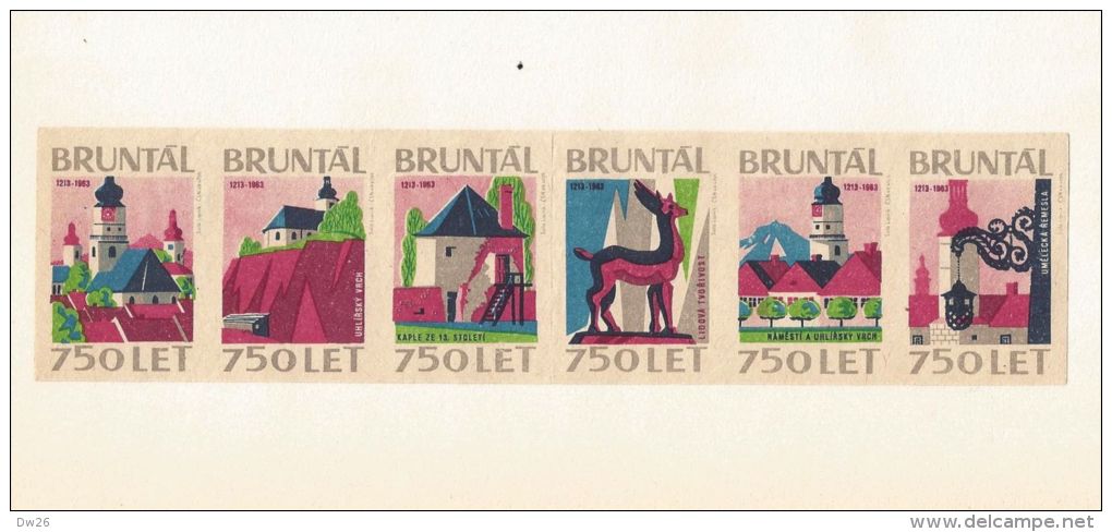 Tchécoslovaquie 6 étiquettes Bruntal 750 Let (Štítky Matchbox) - Matchbox Labels