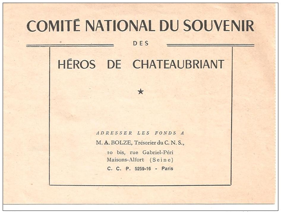 Souvenir Des Fusillés - Heros De Chateaubriand - Vignettes Militaires