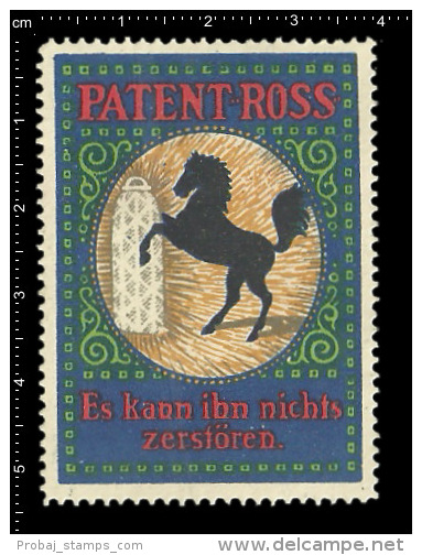 Old Original German Poster Stamp Cinderella Reklamemarke Werbemarke - Patent Ross -  Horse Pferd - Pferde