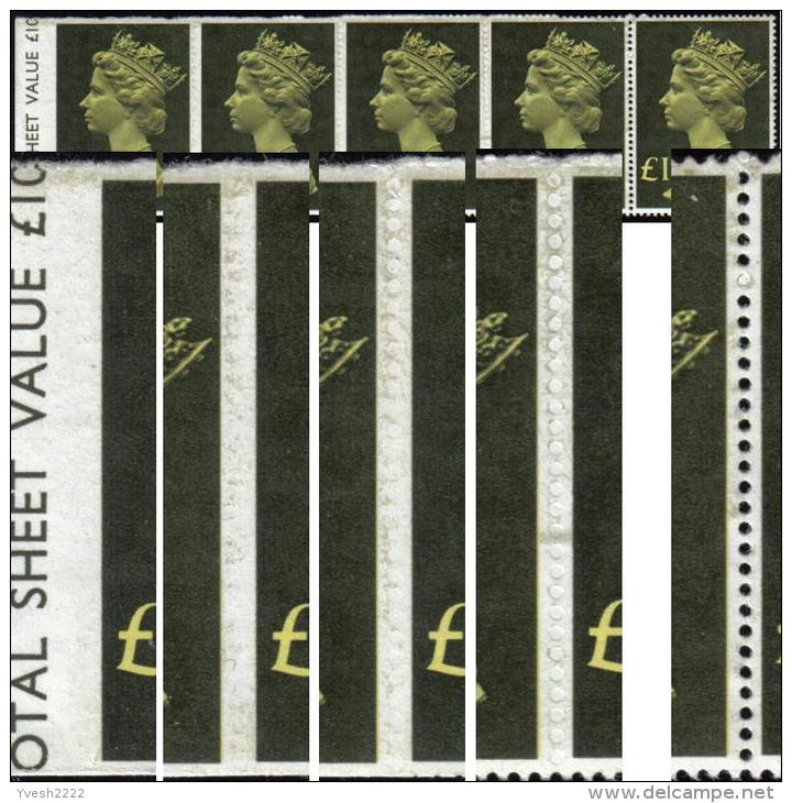 Grande Bretagne 1977 Y&T 822 Mi 732. Bande De 5, Erreur De Dentelure, Non Dentelés à Gauche. Perforation Error, Machin - Variétés, Erreurs & Curiosités