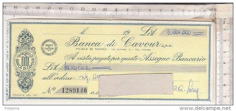 PO2717C# BANCA DI CAVOUR - ASSEGNO BANCARIO  &pound; 3.000.000 - [10] Checks And Mini-checks