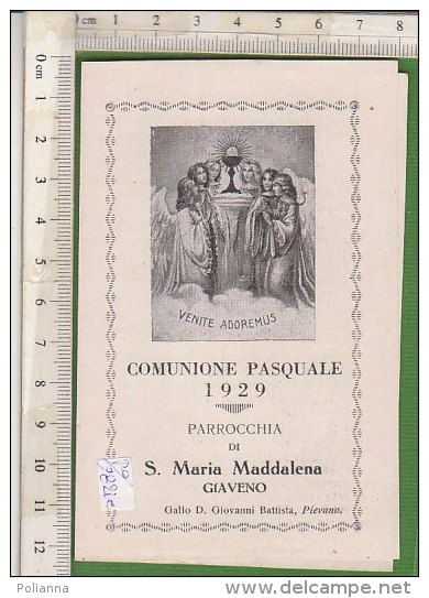 PO2821C# SANTINO - RICORDO COMUNIONE PASQUALE 1929 - PARROCCHIA S.MARIA MADDALENA - GIAVENO - Images Religieuses