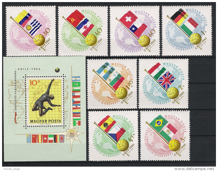 1962 Ungarn 1830-37A Bl. 34A ** MNH Fußball Football Soccer WM Sport - 1962 – Chili