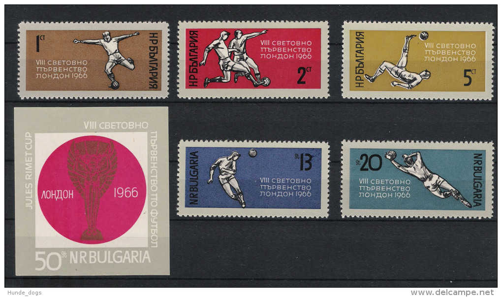 1966 Bulgarien 1633-37 Bl. 18 ** MNH Fußball Football Soccer WM Sport - 1966 – Angleterre