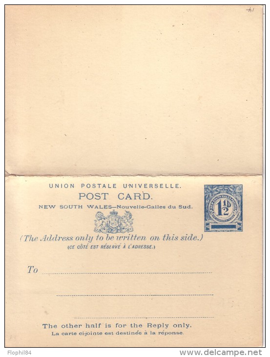 NOUVELLE GALLES DU SUD - ENTIER POSTAL NEUF AVEC REPONSE. - Covers & Documents