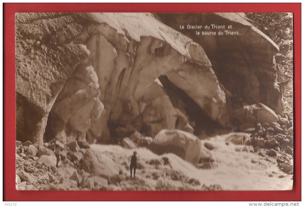 BTRI-10 Gros Plan Sepia La Source Du Trient Et Le Glacier. ANIME. Cachet Martigny 1925 - Martigny