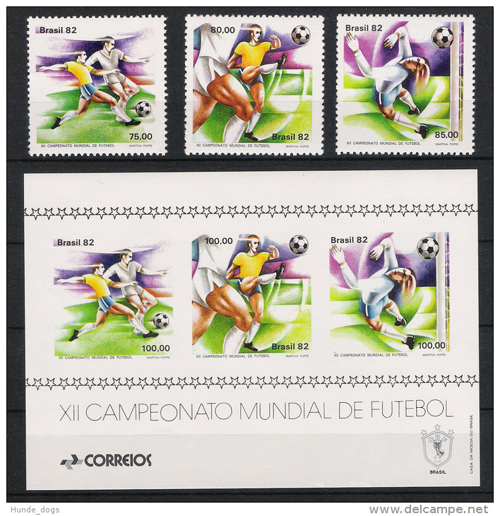 1982 Brasilien 1873-75 Bl. 48 ** MNH Fußball Football Soccer Sport WM - 1982 – Spain