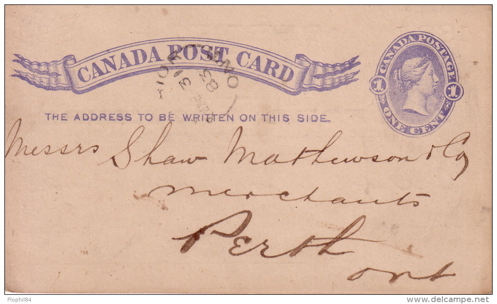 CANADA - ENTIER POSTAL AVEC REPIQUAGE PUBLICITAIRE - 1884-SPRING-1884 MEN' FURNISHINGS RADFORD BROTHERS MONTREAL. - 1860-1899 Regno Di Victoria