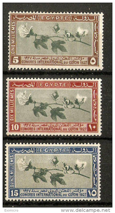 EGYPT 1927 INT COTTON CONGRESS, CAIRO   SET SG 145/147 MOUNTED MINT Cat £5.70 - Ongebruikt