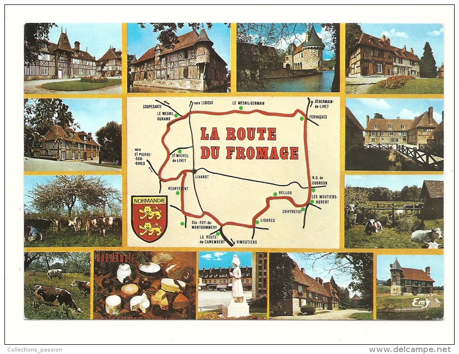 Cp, Carte Géographique, La Normandie, La Route Du Fromage - Landkarten