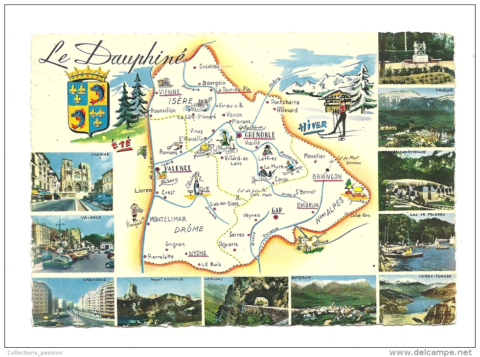 Cp, Rhônes Alpes, Le Dauphiné, Multi-Vues, Voyagée 1978 - Rhône-Alpes