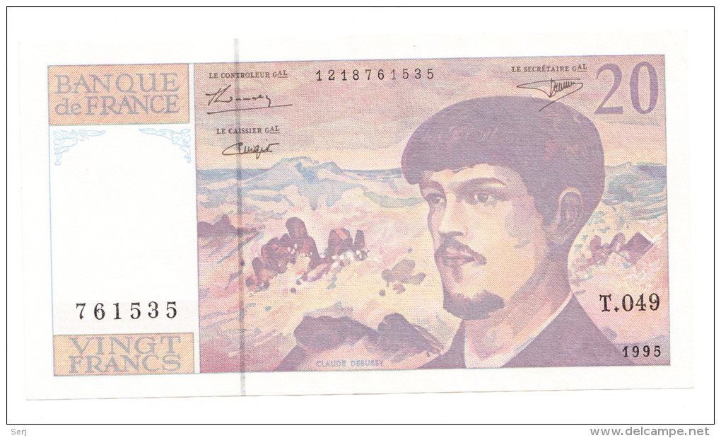 France 20 Francs 1995 XF CRISP Pre-Euro Banknote P 151h  151 H - 20 F 1980-1997 ''Debussy''