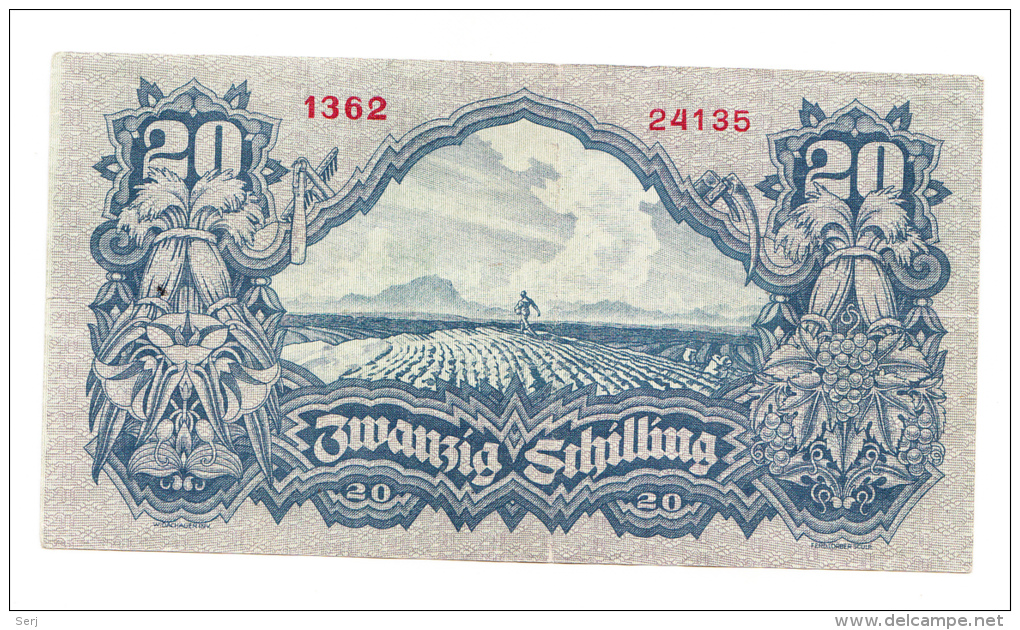 Austria 20 Schilling 1945 VF+ Banknote P 116 - Austria