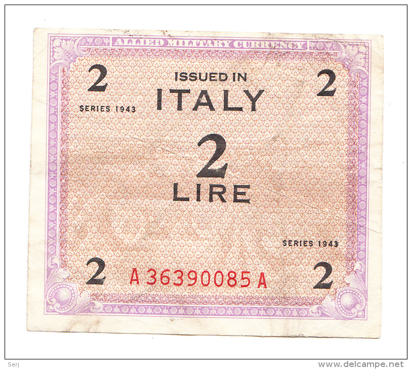 ITALY 2 LIRE 1943 VF P M11b - Occupation Alliés Seconde Guerre Mondiale