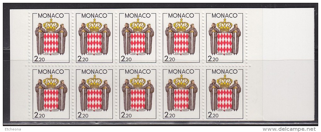 = Monaco Carnet Armoiries Stylisées 2f20 Multicolore X10 Neuf Gommé Type 1613 - Booklets