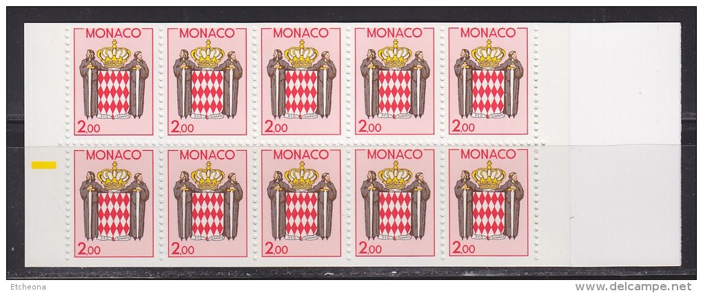 = Monaco Carnet Armoiries Stylisées 2f00 Multicolore X10 Neuf Gommé Type 1623 - Cuadernillos