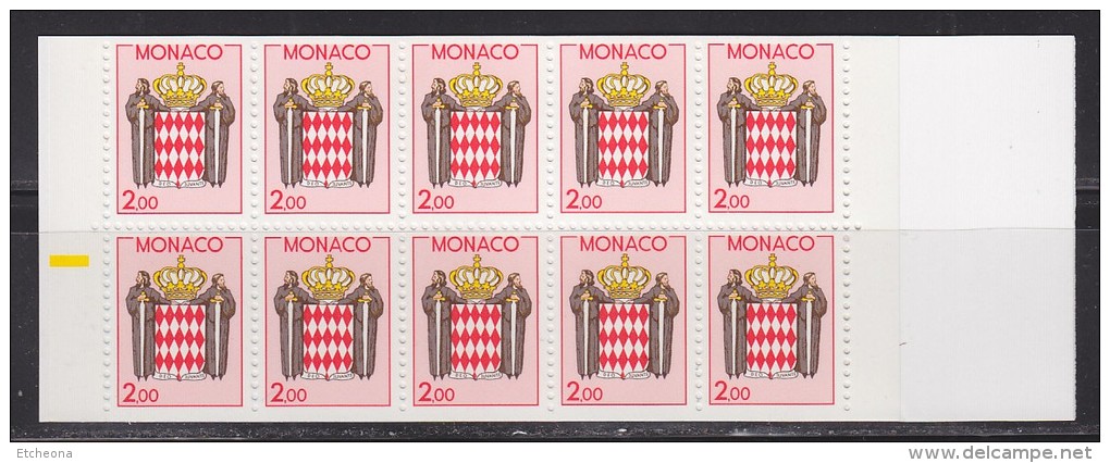 = Monaco Carnet Armoiries Stylisées 2f00 Multicolore X10 Neuf Gommé Type 1623 - Markenheftchen