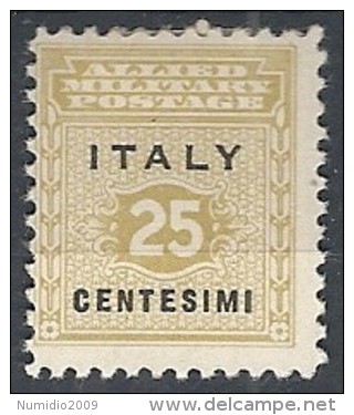 1943 OCCUPAZIONE ANGLO AMERICANA SICILIA 25 CENT MH * - RR11895 - Occ. Anglo-américaine: Sicile