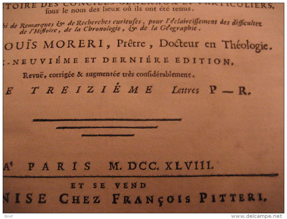 LIBRO  - DIZIONARIO - FRANCESCE - LE GRAND DICTIONNAIRE HISTORIQUE OU LE ME´LAMGE CUTIEUX DE L´HISTOIRE 1748 - Dictionnaires