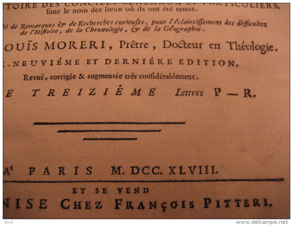 LIBRO  - DIZIONARIO - FRANCESCE - LE GRAND DICTIONNAIRE HISTORIQUE OU LE ME´LAMGE CUTIEUX DE L´HISTOIRE 1748 - Dictionaries
