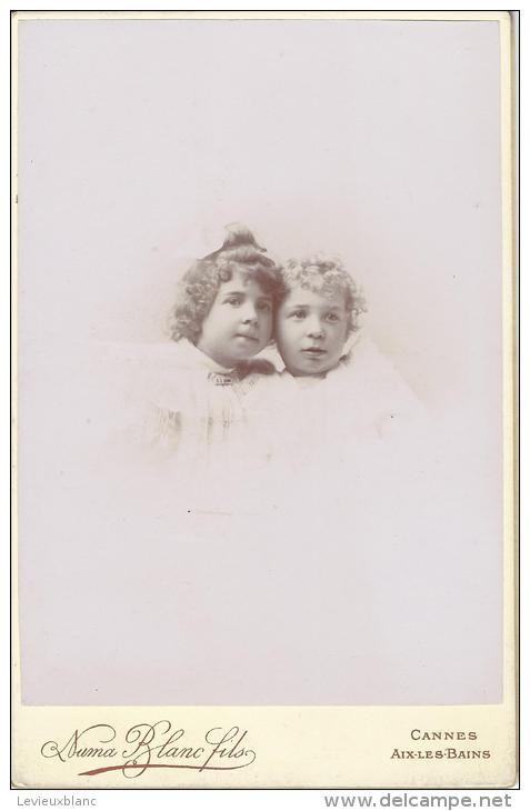 Photo Montée Sur Carton/Duo D'Enfants /NUMA BLANC Fils / Cannes / Aix Les Bains / Vers 1890    PH161 - Anciennes (Av. 1900)